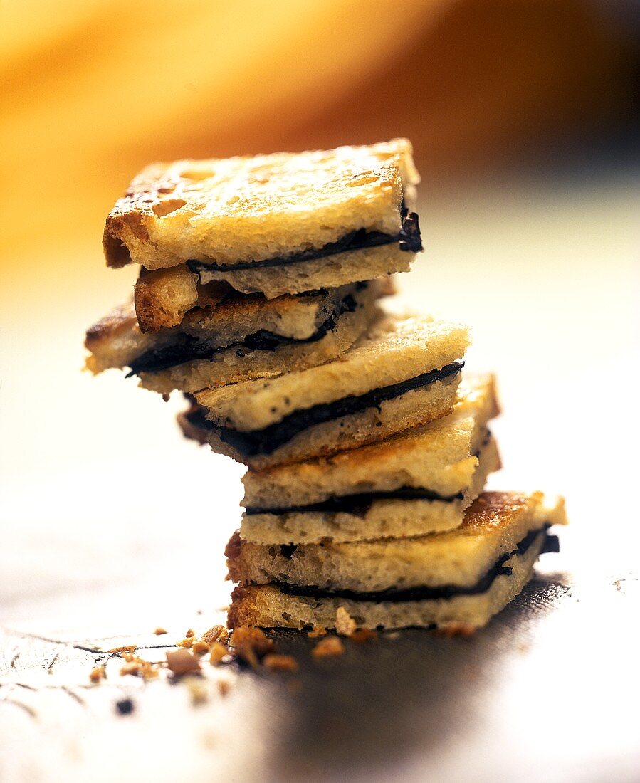 Truffle sandwiches in a pile