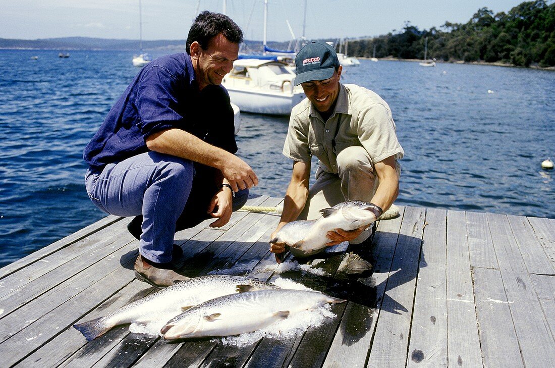 Salmon fisherman in Tasmania