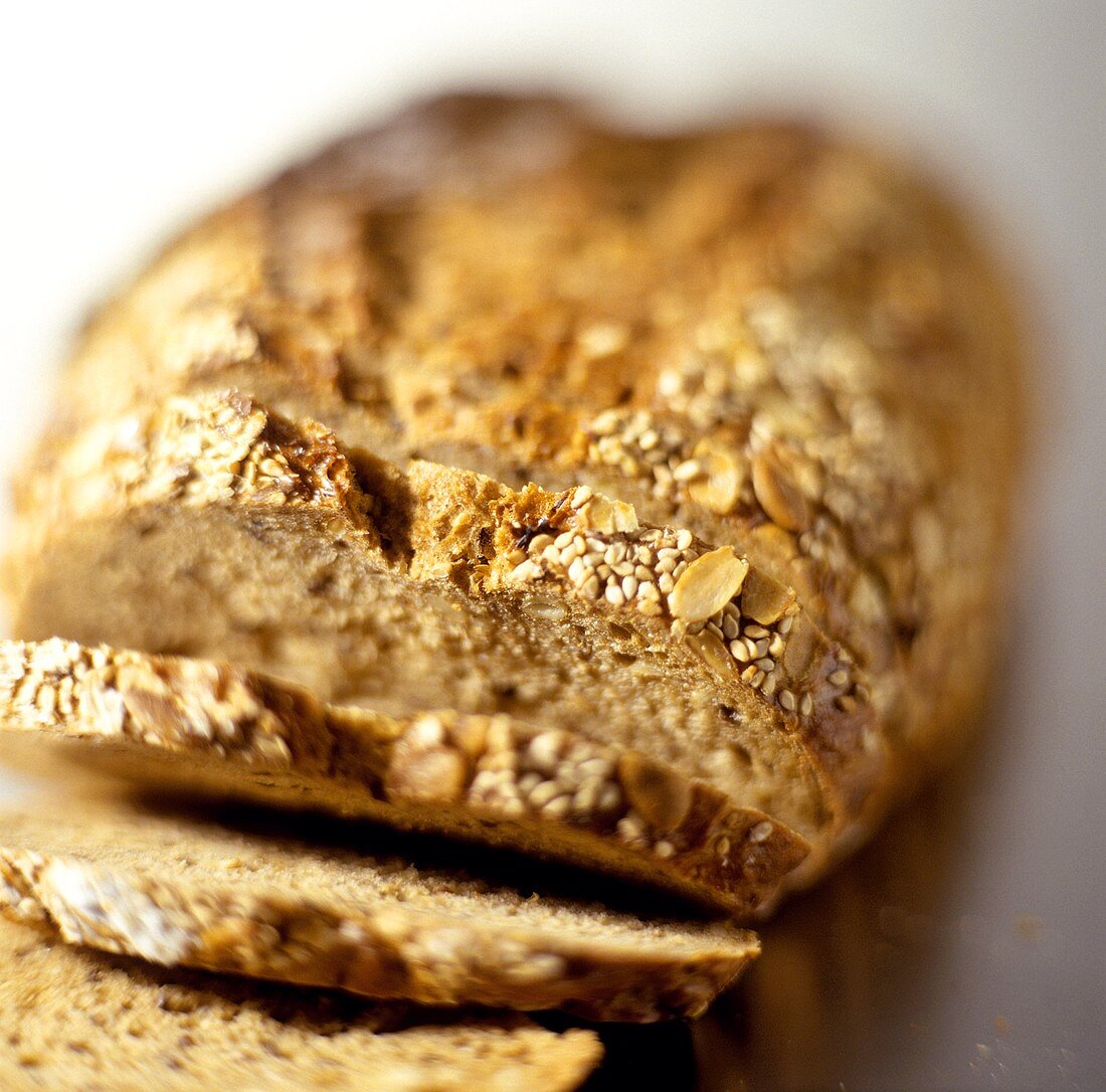 Four grain bread, slices cut