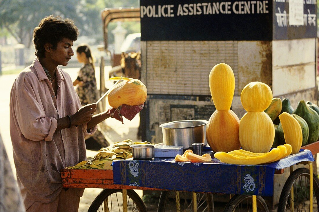 Papaya seller in India
