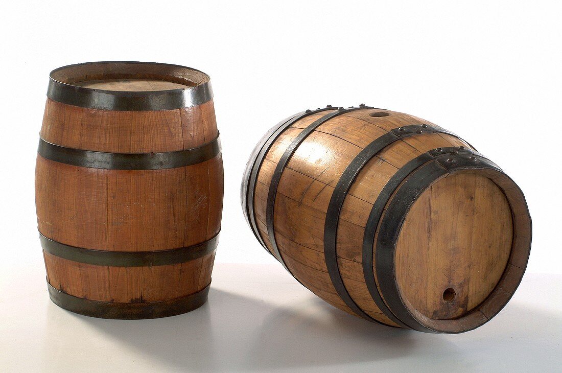 Two wine barrels