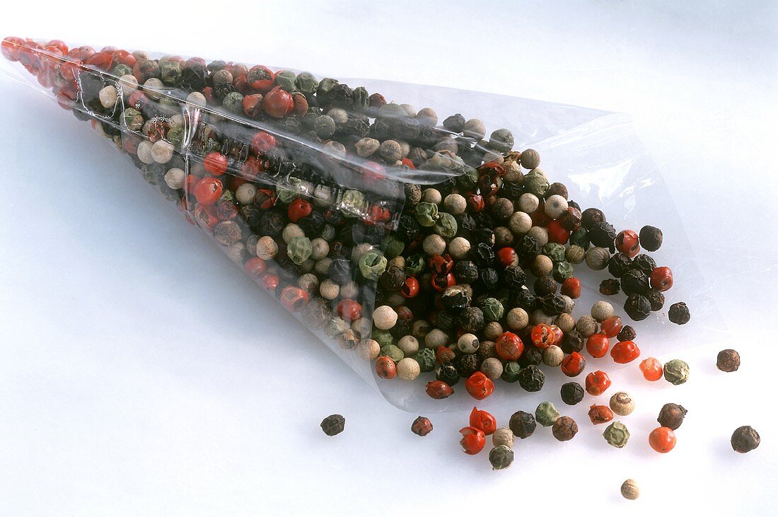 Mixed peppercorns in cellophane bag