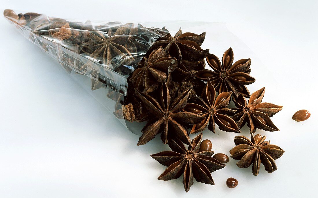 Star anise in cellophane bag