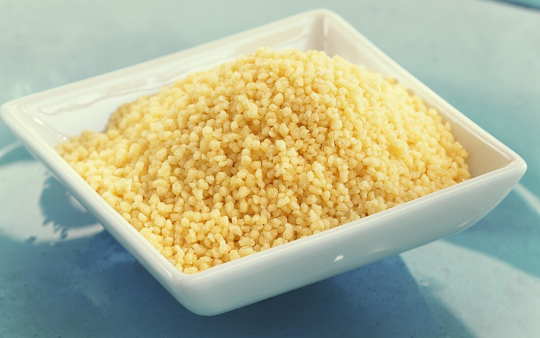 Couscous in white bowl