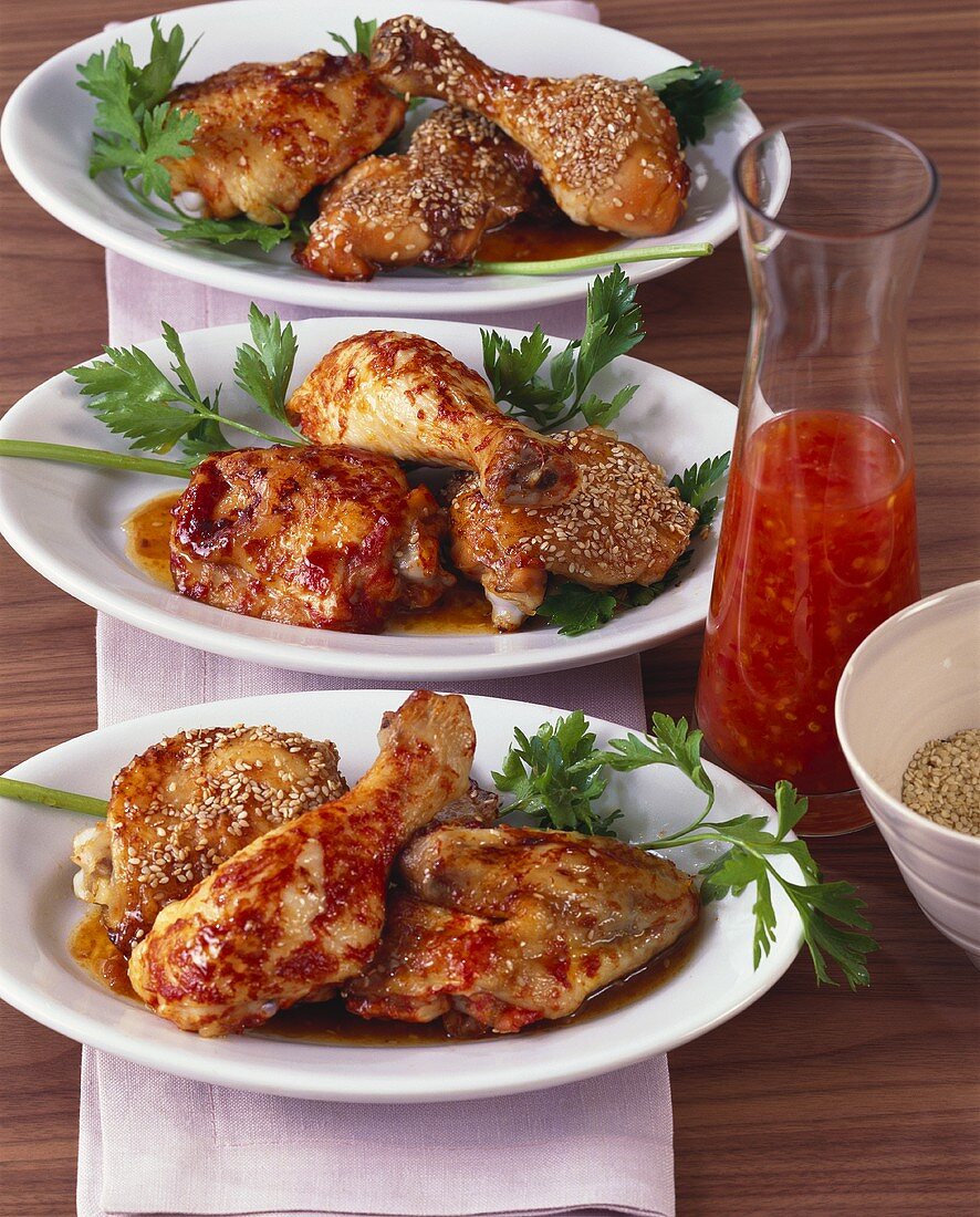 Spicy chicken platter with sesame