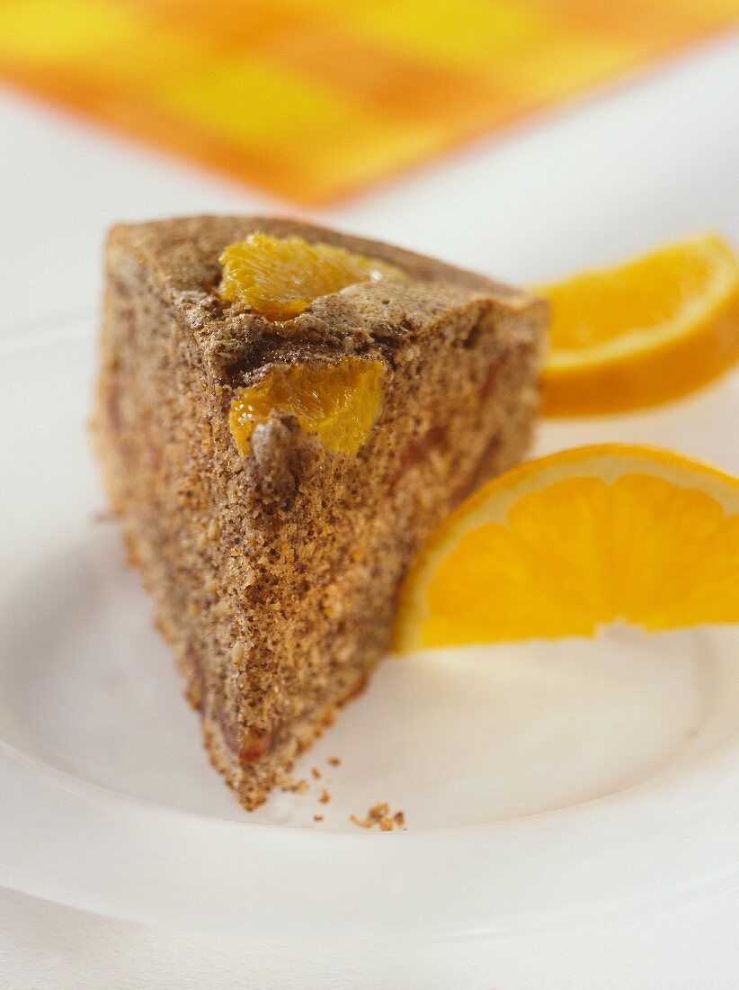 Piece of orange and date cake