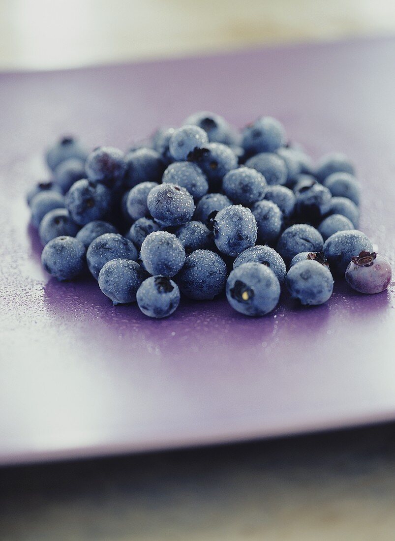 Heidelbeeren mit Wassertropfen