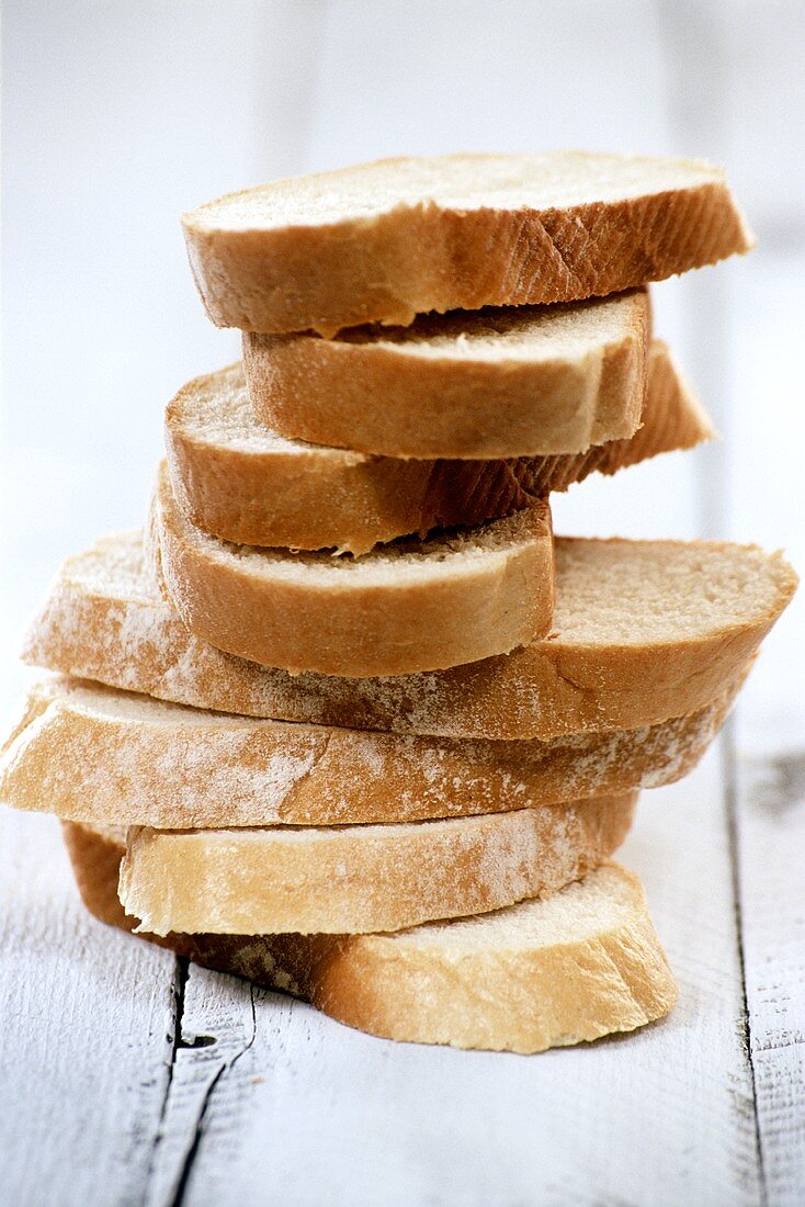 Pile of sliced white bread