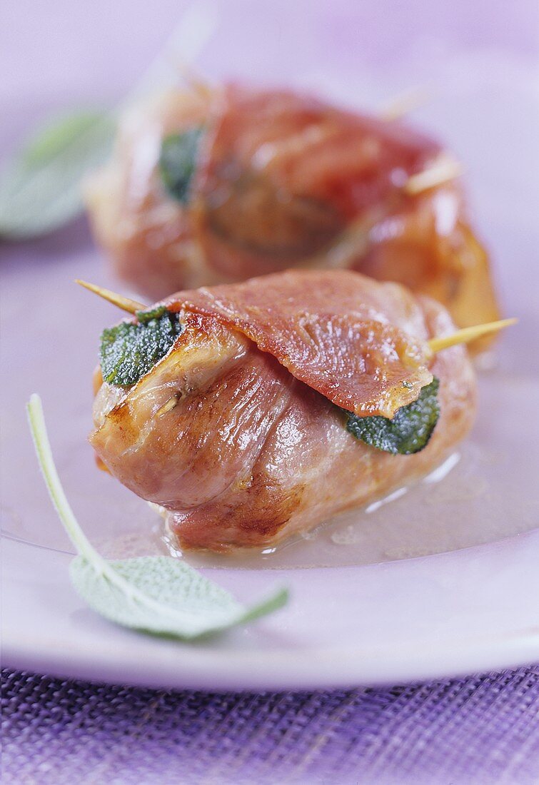 Saltimbocca ad involtino (Veal escalopes with sage, Italy)