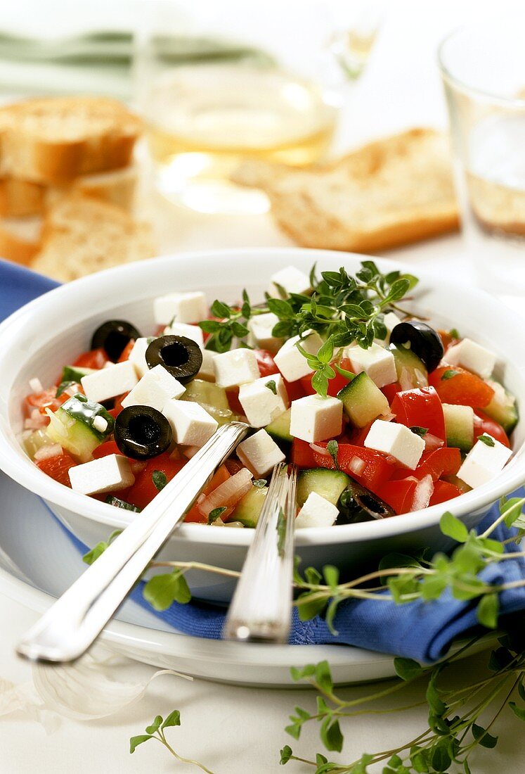 Greek salad with fresh oregano