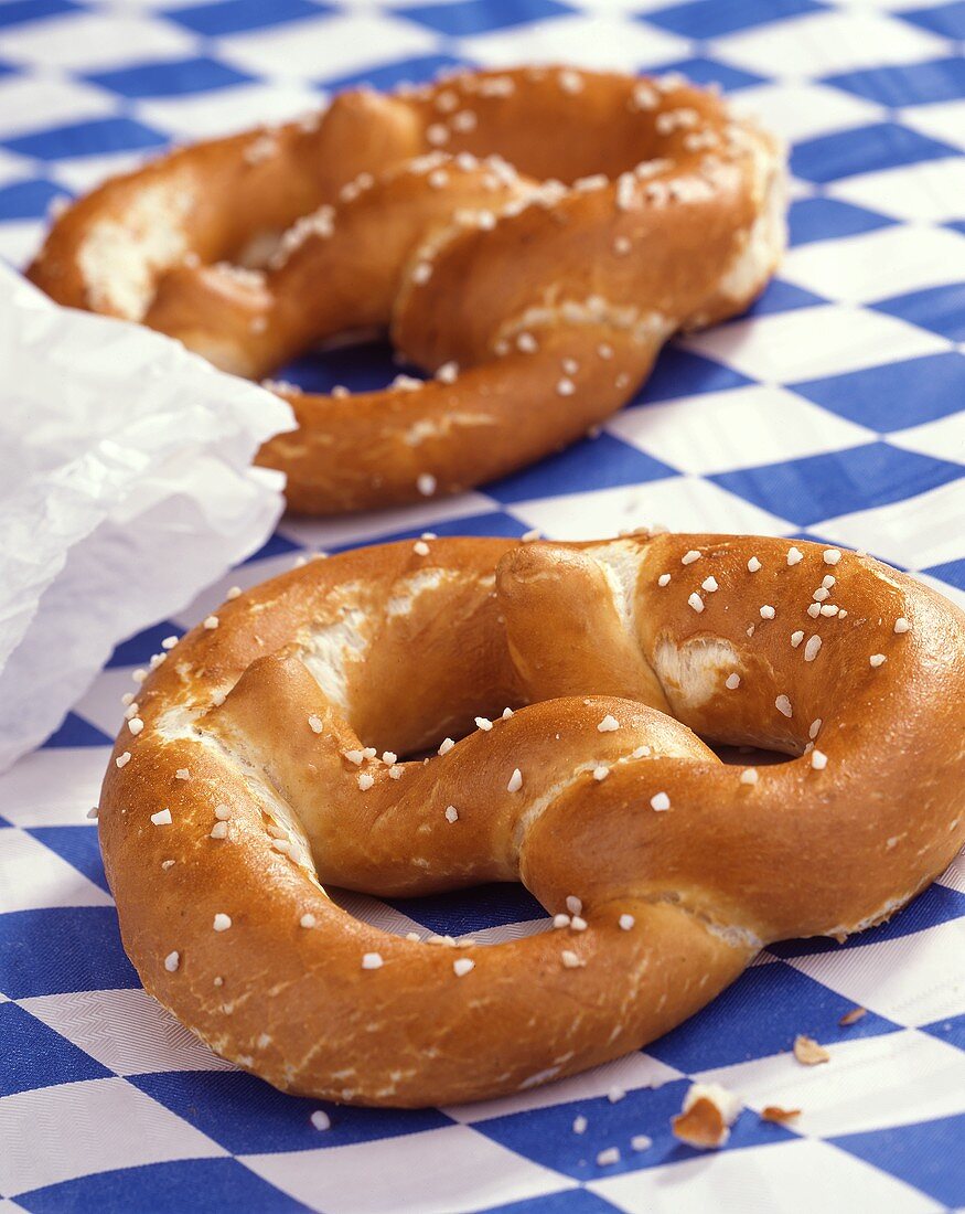 Pretzels on Bavarian cloth