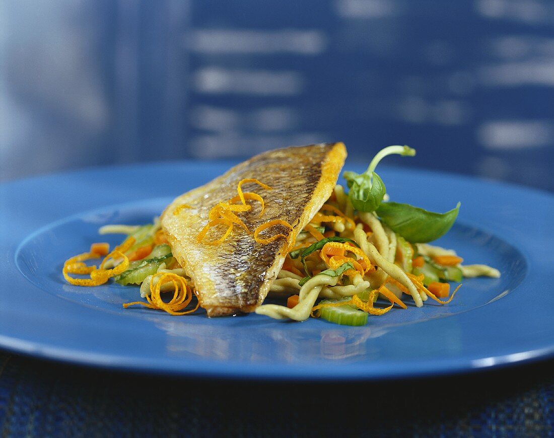 Gilthead bream with orange and basil vinaigrette and celery