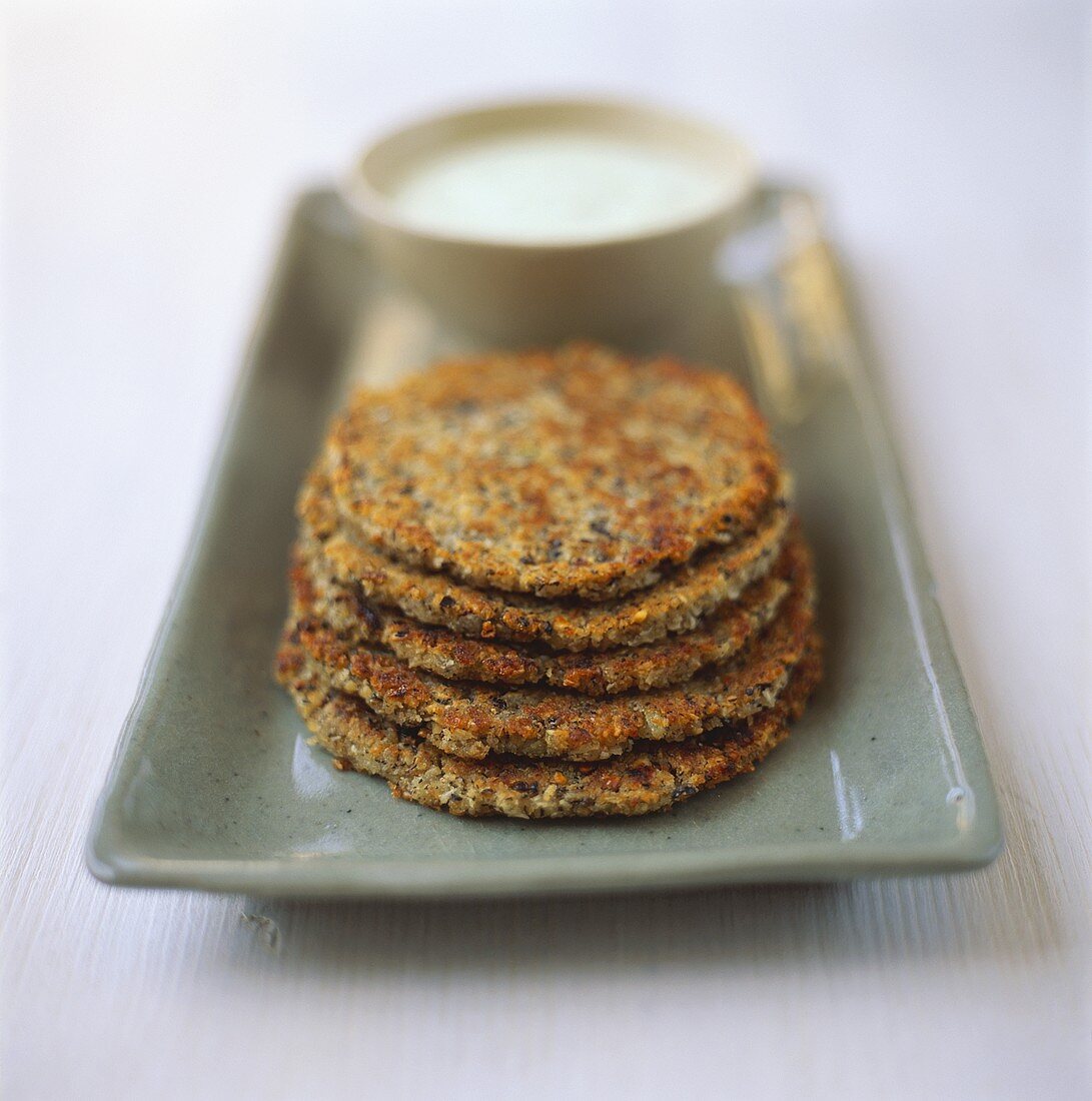Wholemeal pancakes with dip