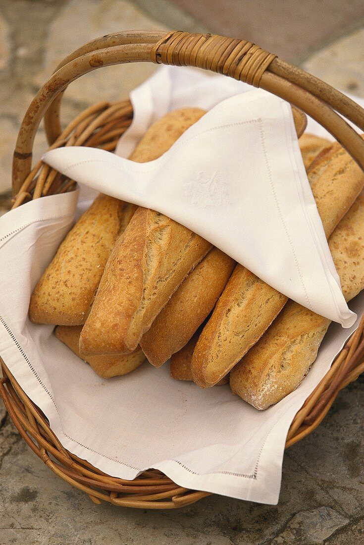 Baguettes with bread basket