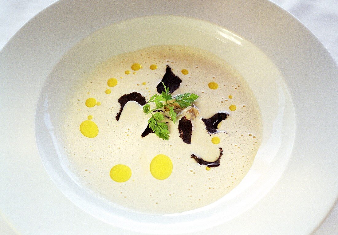 Oyster soup with truffles