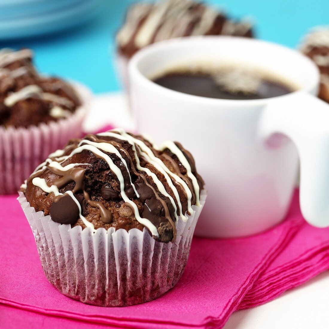 Chocolate muffins with coffee