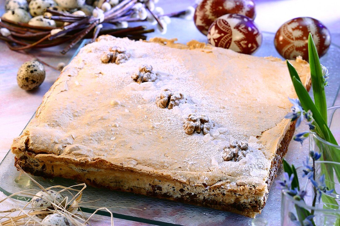 Mazurek with walnuts (Easter cake from Poland)