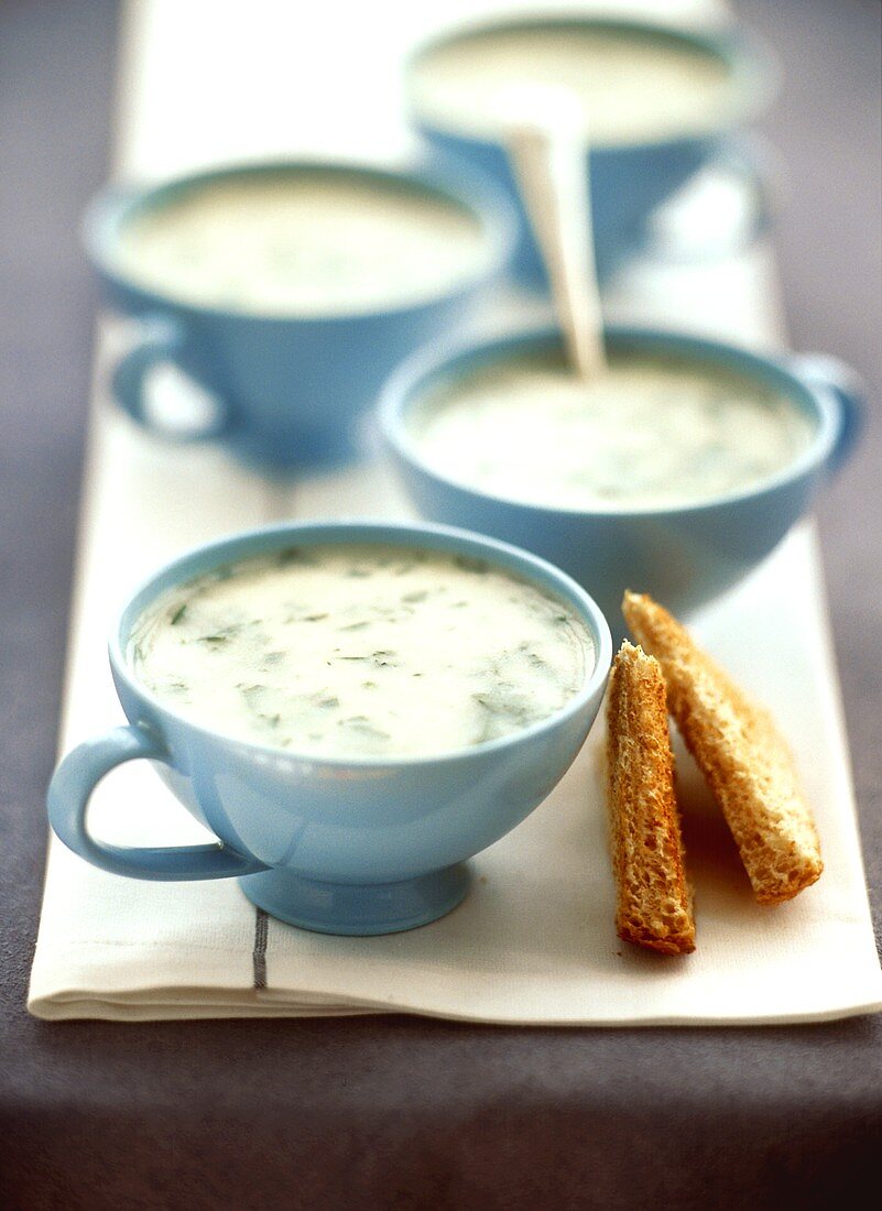 Almond soup with herbs