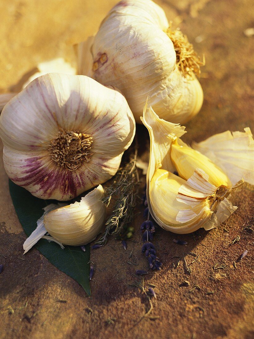 Garlic and dried lavender