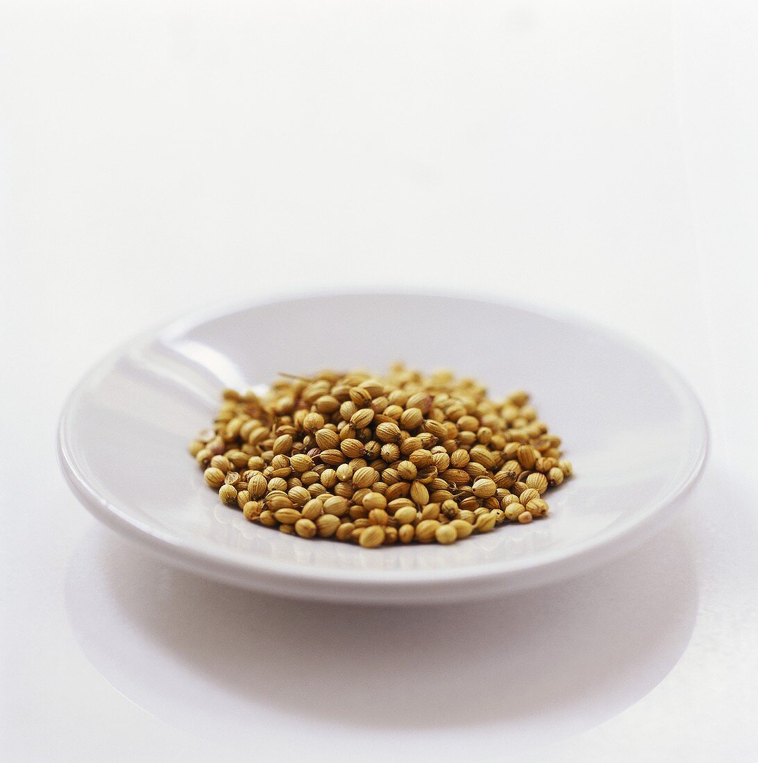 Coriander seeds on plate