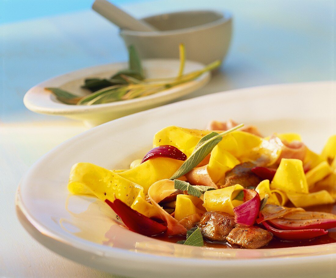 Ribbon pasta with calf's liver and sage