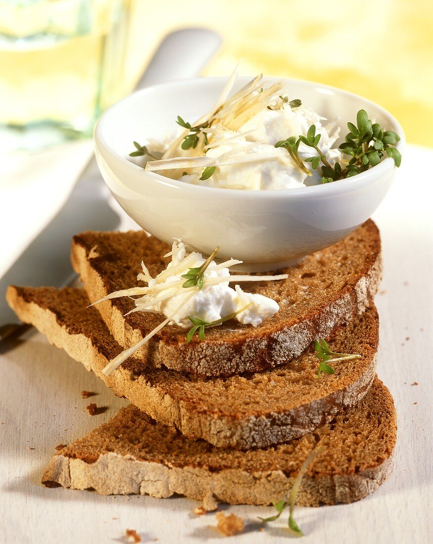 Farmhouse bread with quark and cress