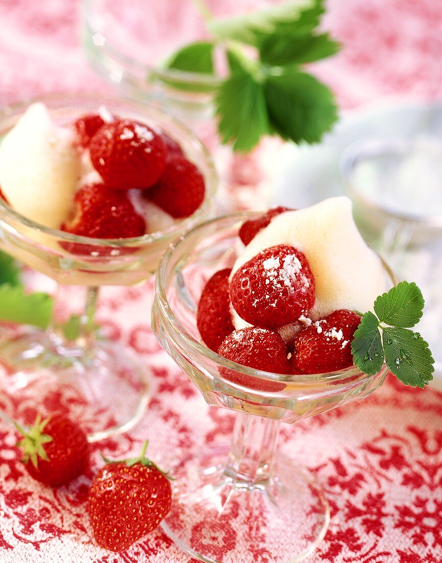 Erdbeeren mit Sektschaum
