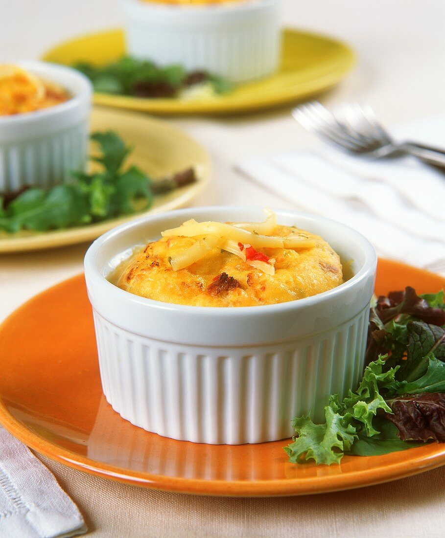 Cheese soufflé with dried tomatoes