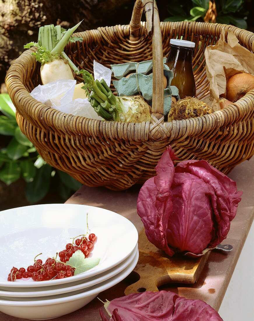 Basket of organic foods