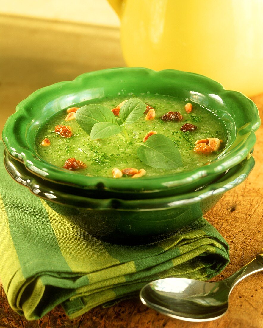 Cucumber soup with pine nuts