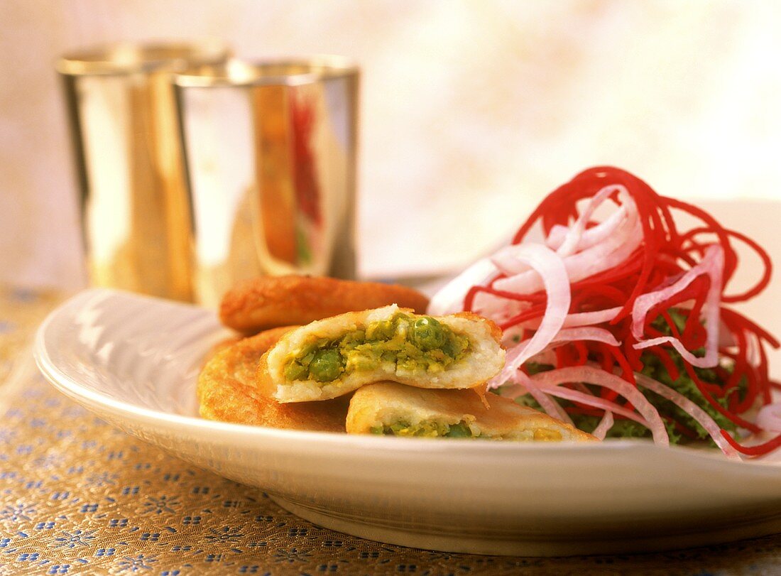 Aloo tikki (deep-fried filled potato cakes, India)