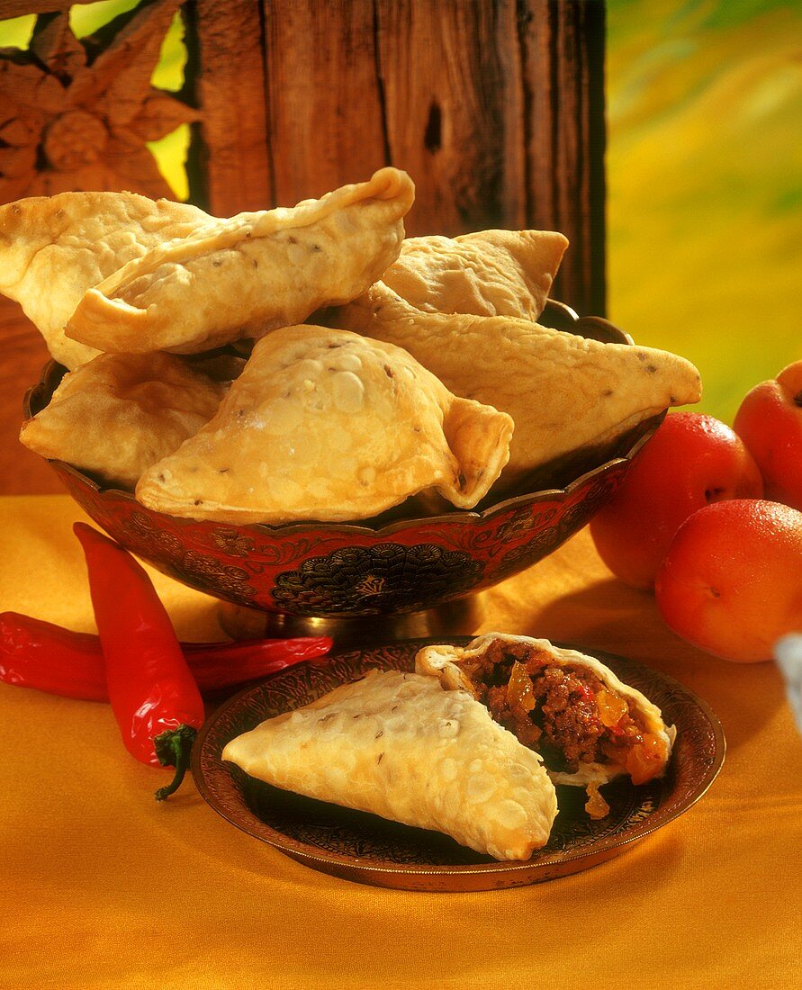 Samosas (pasties) with mince filling, India