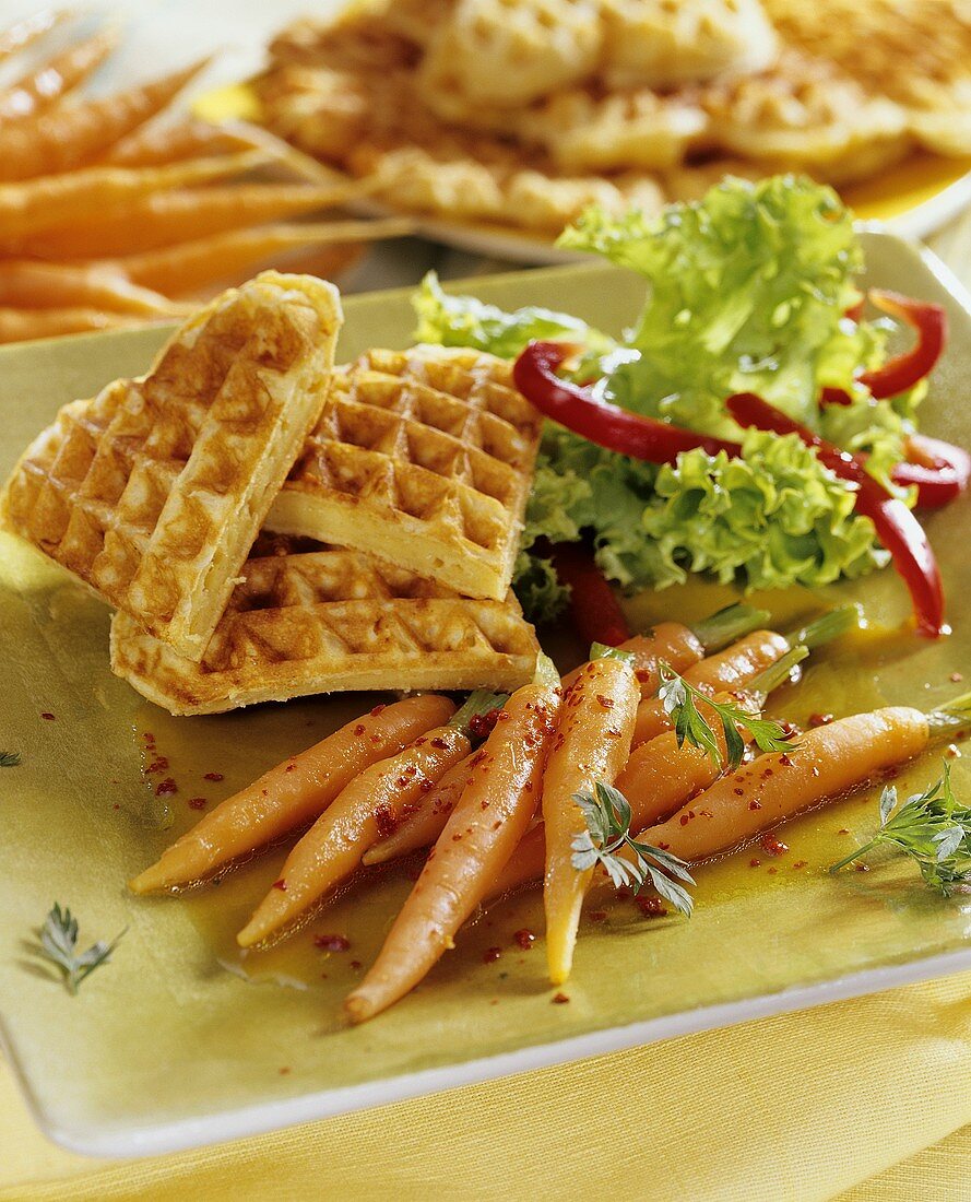 Carrots with butter waffles