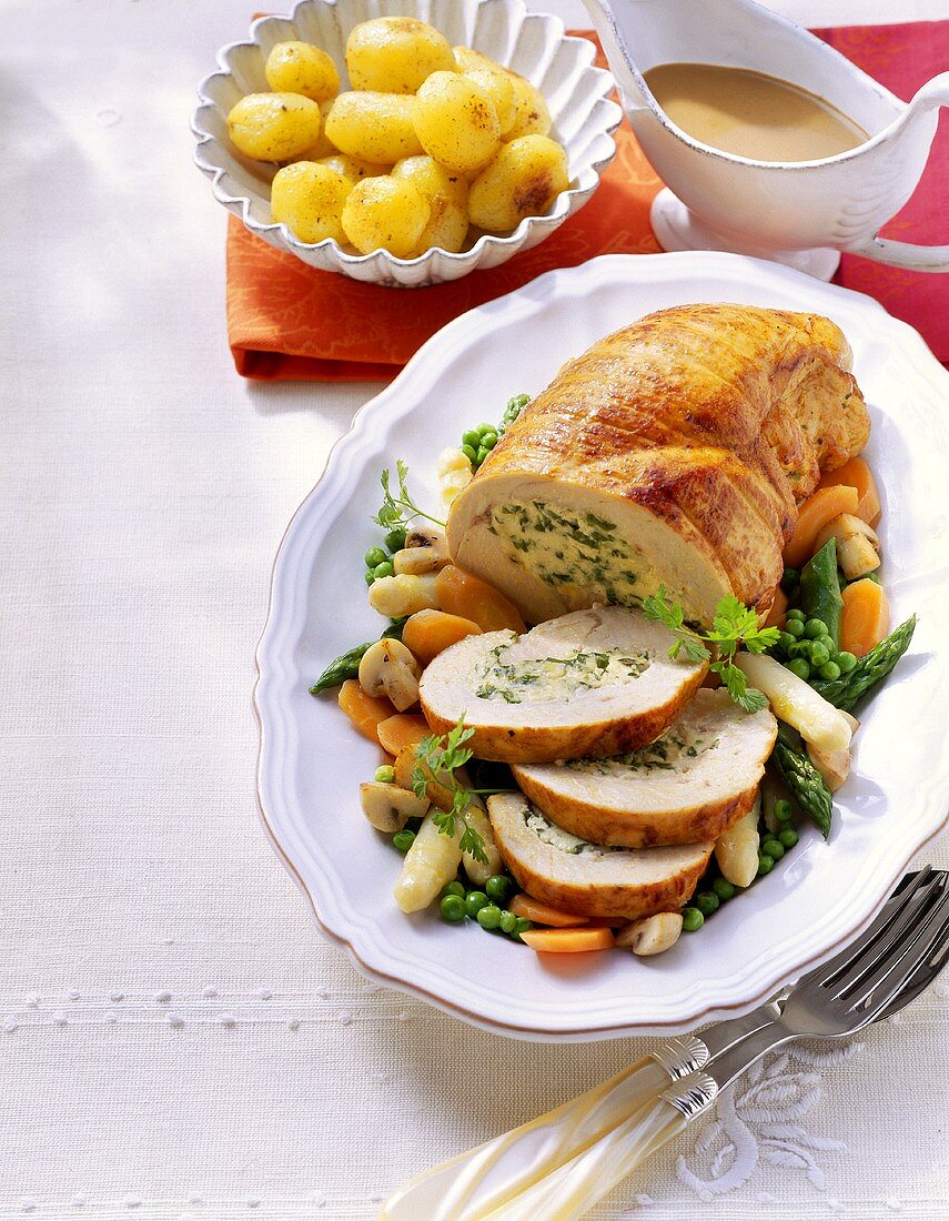 Turkey roast with soft cheese stuffing