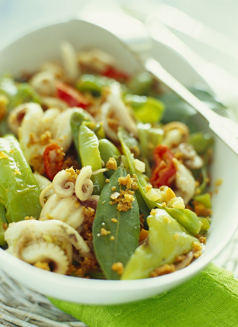 Cuttlefish salad with chili pepper