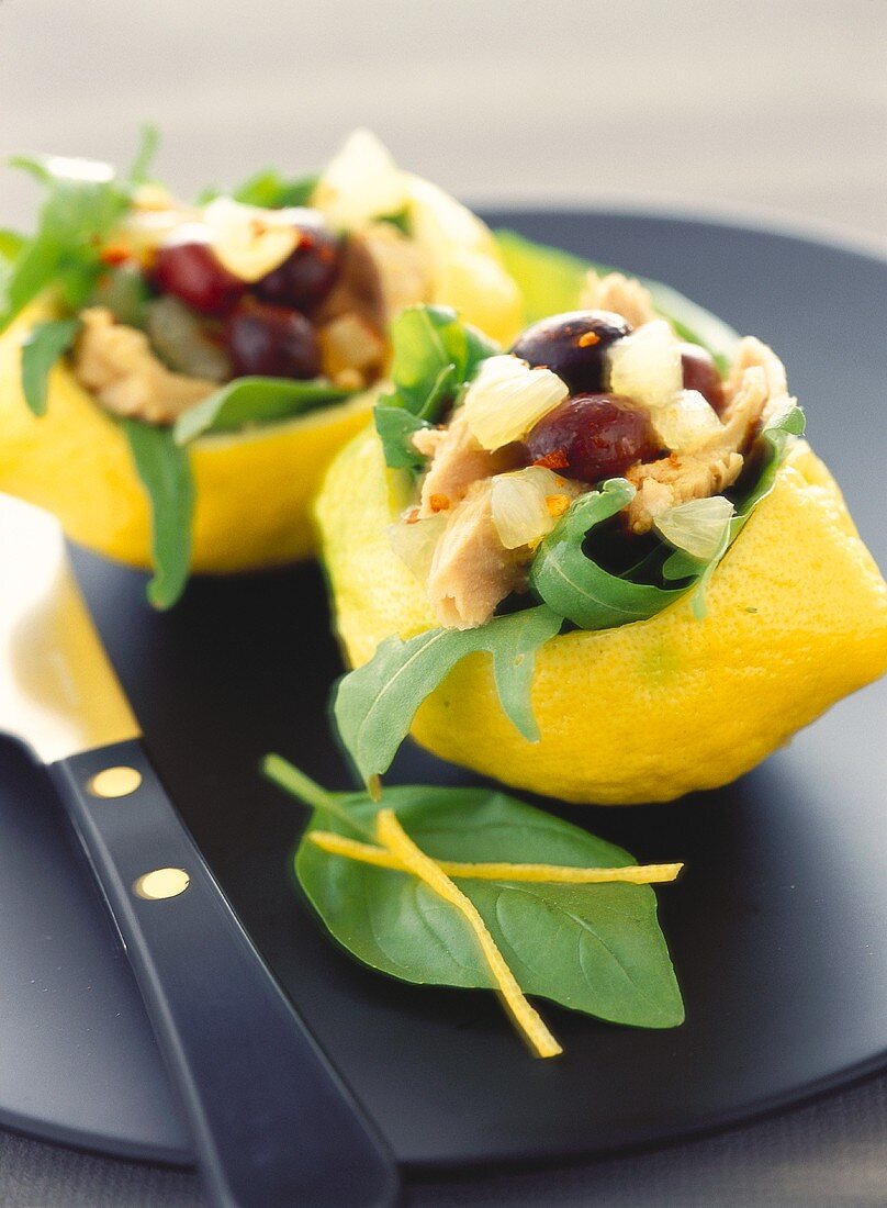 Stuffed lemon with tuna salad