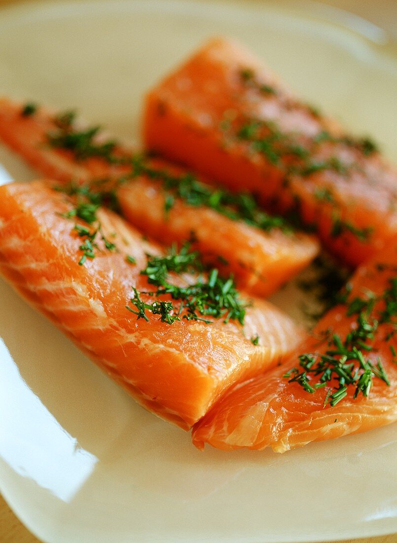 Fresh salmon fillets with chives