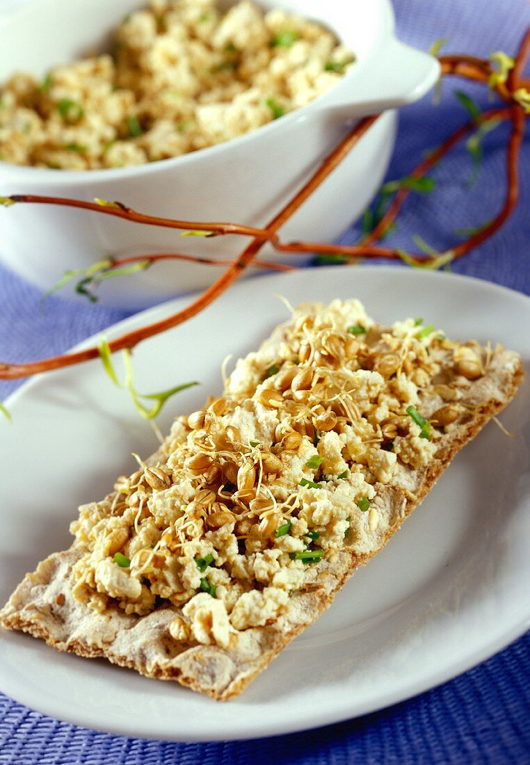 Crispbread with tofu and sprouts