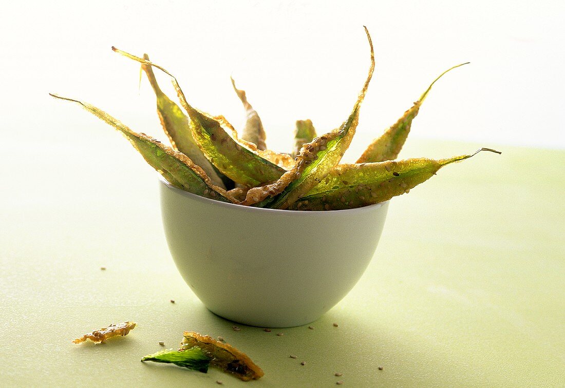 Deep-fried ramsons (wild garlic)