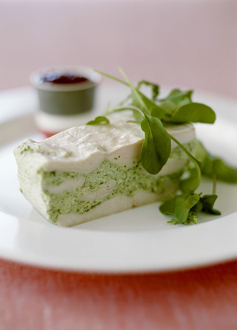 Chicken terrine with rocket and goat's cheese
