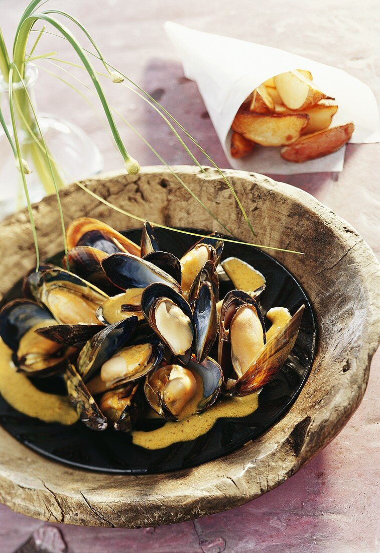 Mussels with curry sauce
