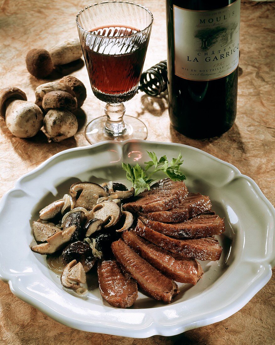 Roast duck breast with ceps