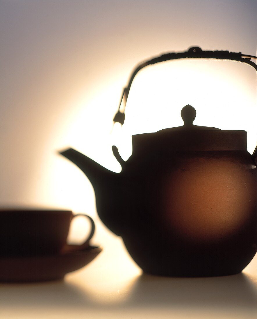 Eine Teekanne mit einer Tasse