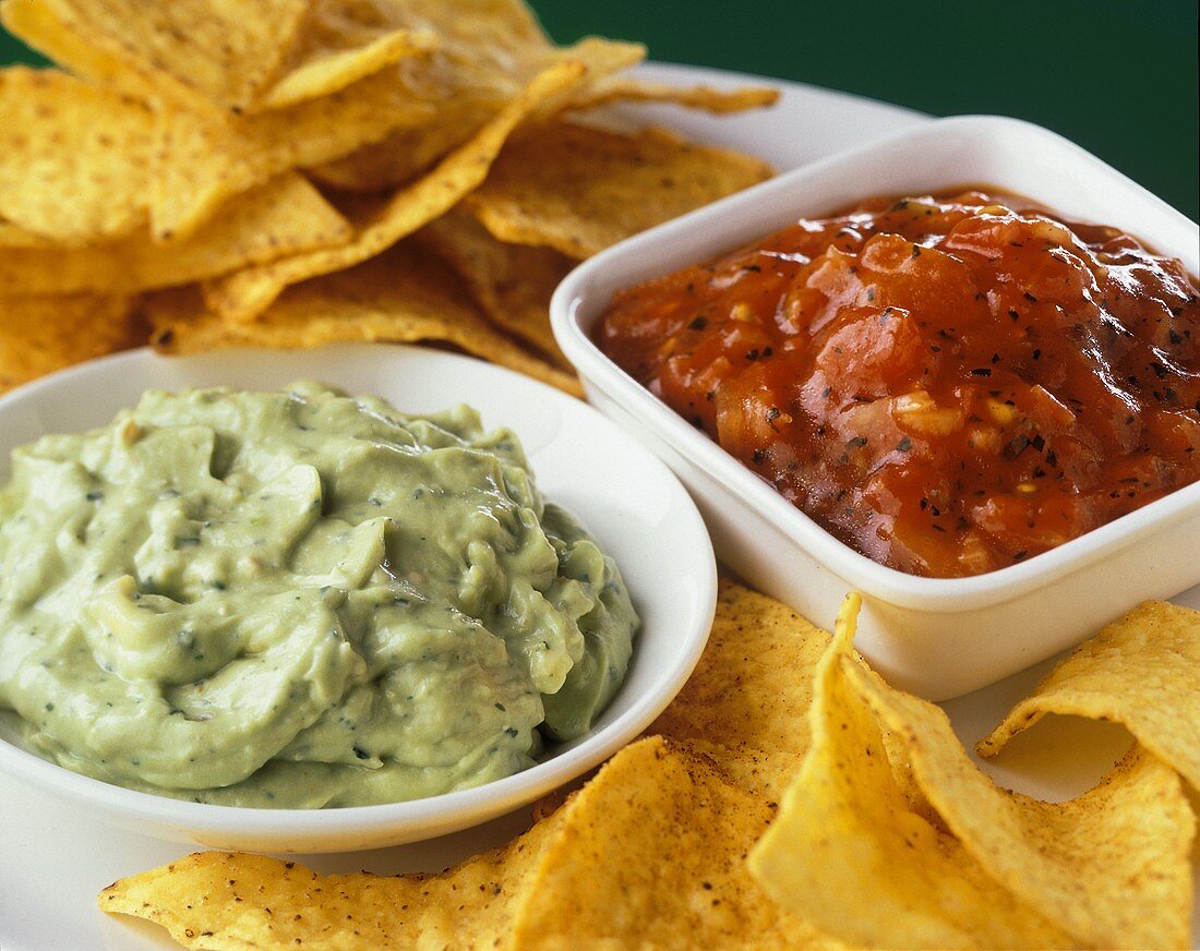 Guacamole and Salsa with Corn Chips