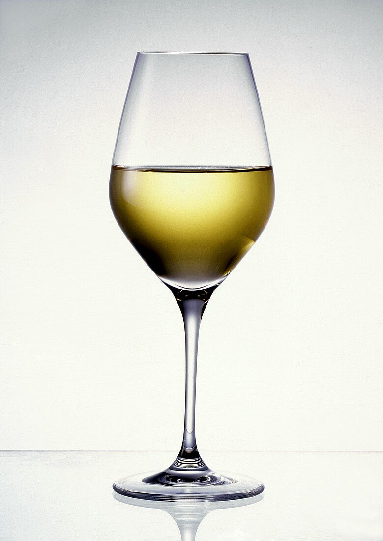 A glass of white wine (Riesling)