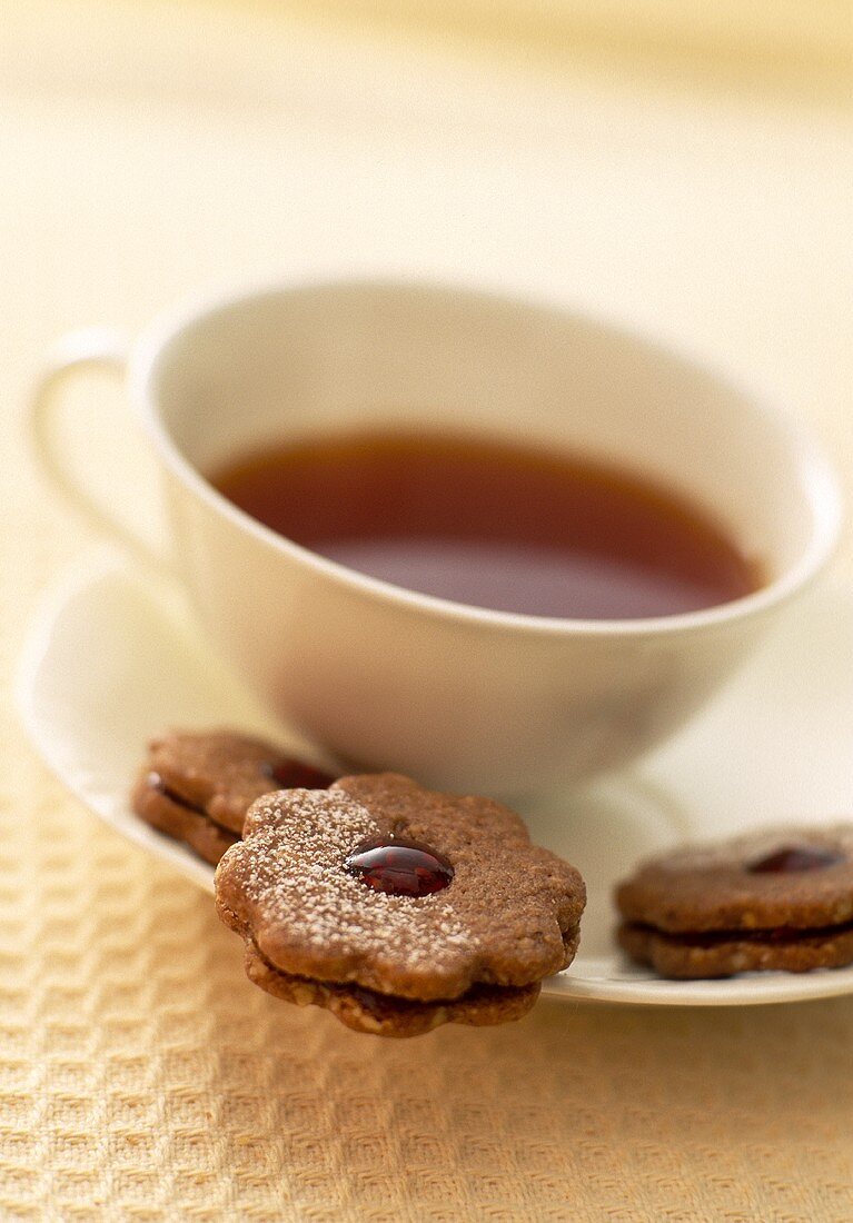 Linzer biscuits to serve with tea