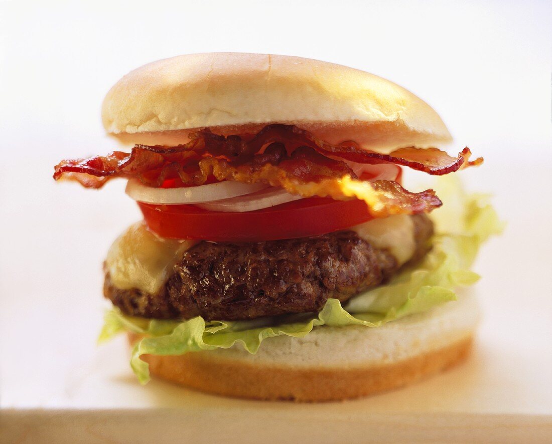 Succulent cheeseburger with bacon