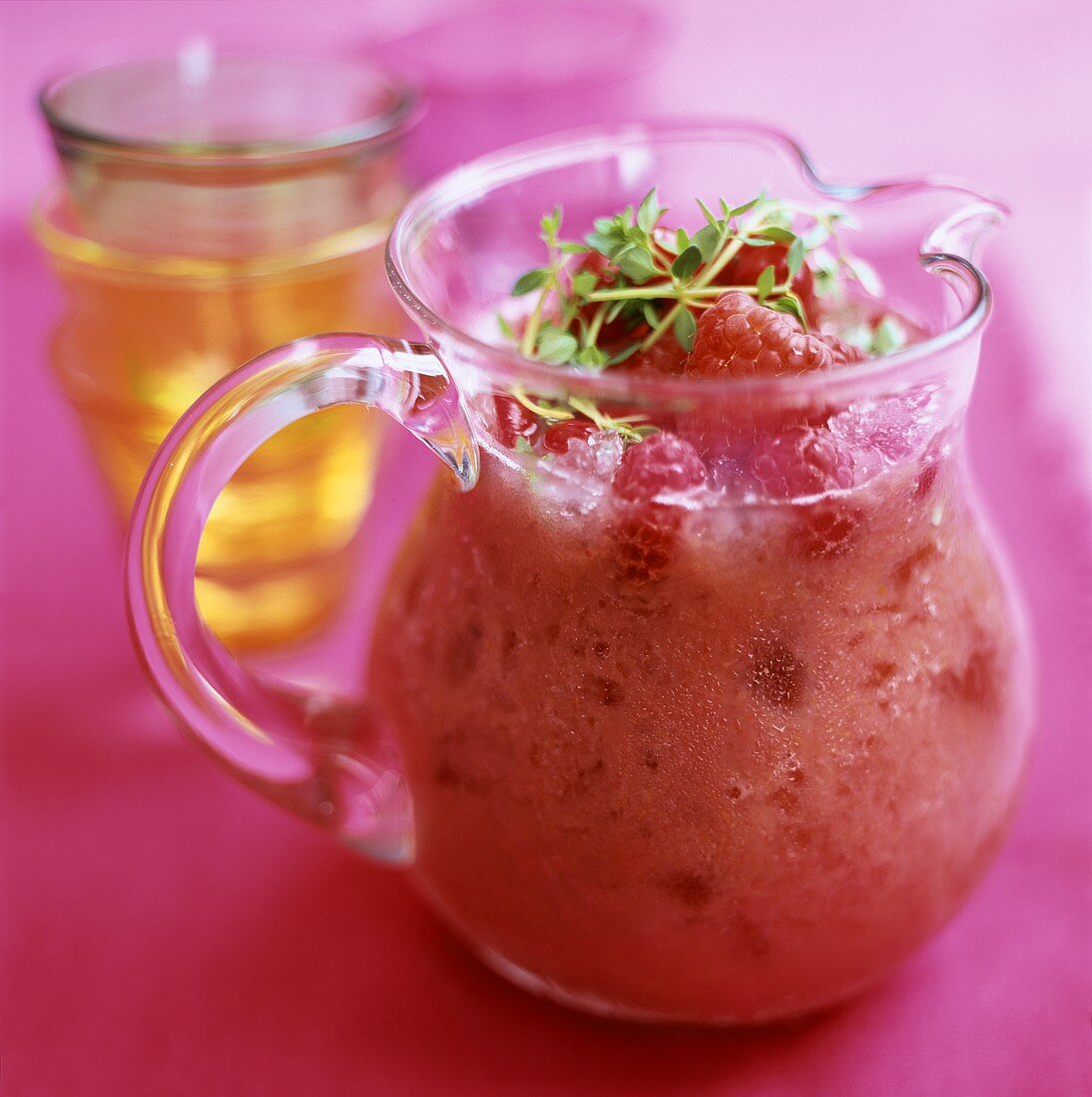 Yoghurt and raspberry smoothie with crushed ice