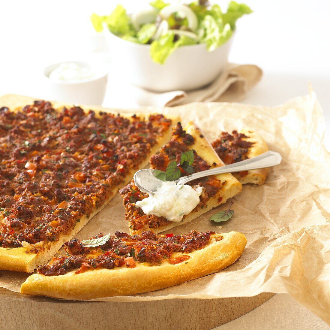 Pizza with mince and sour cream (Turkey)
