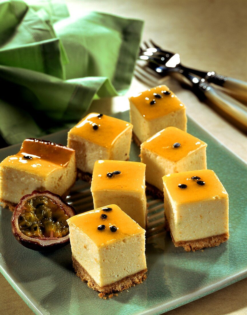 Passion fruit slices with ricotta